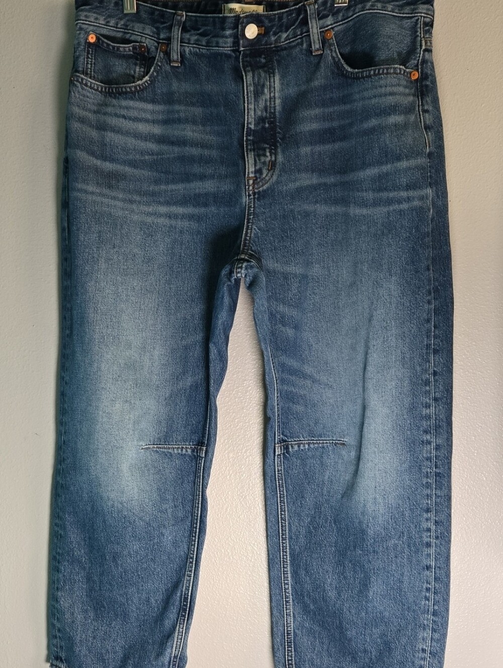 Women's Madewell Barrel-Leg Jeans - Classic Indigo Denim
